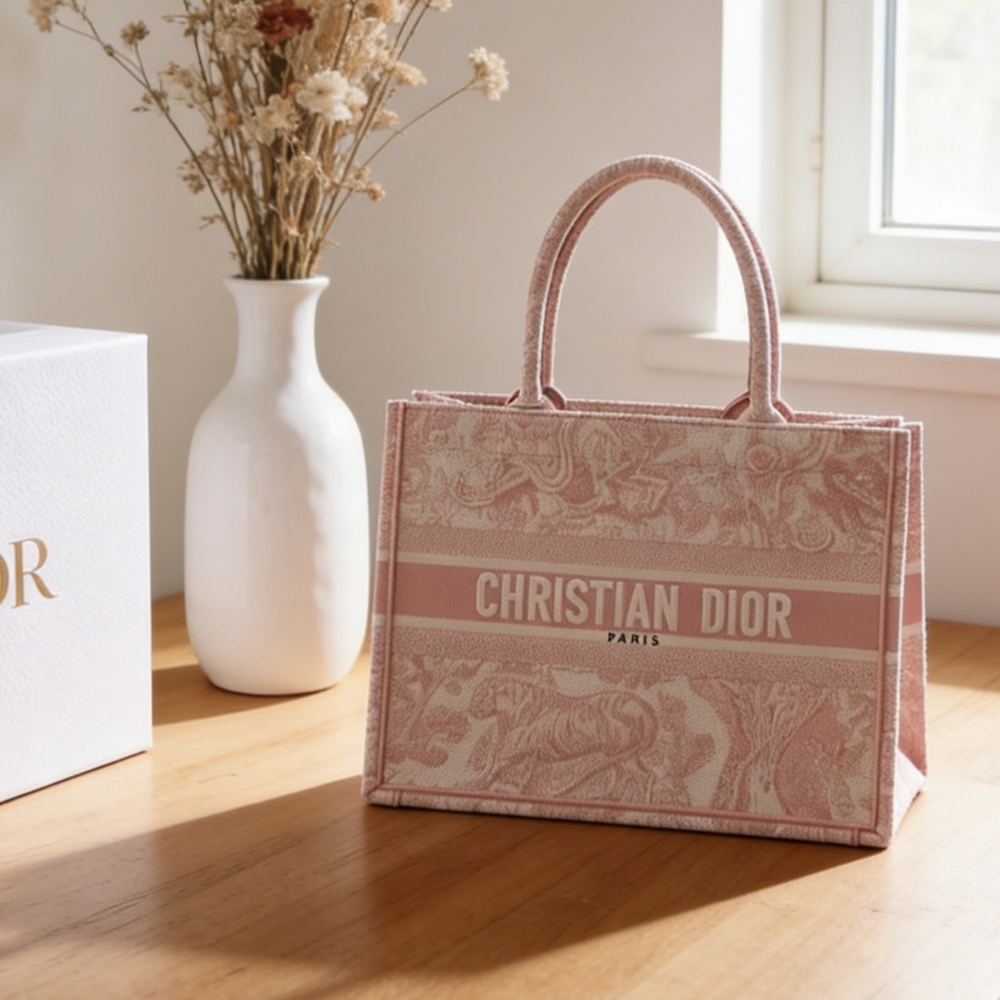 Large Dior Book Tote Bag Pink